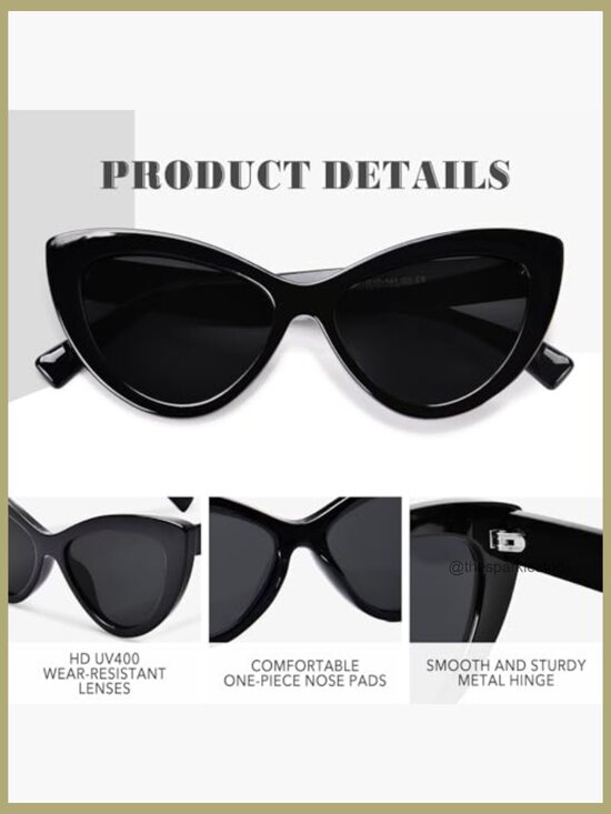 Cat Eye Sunglasses, Oversized Retro Vintage Polycarbonate Frames
